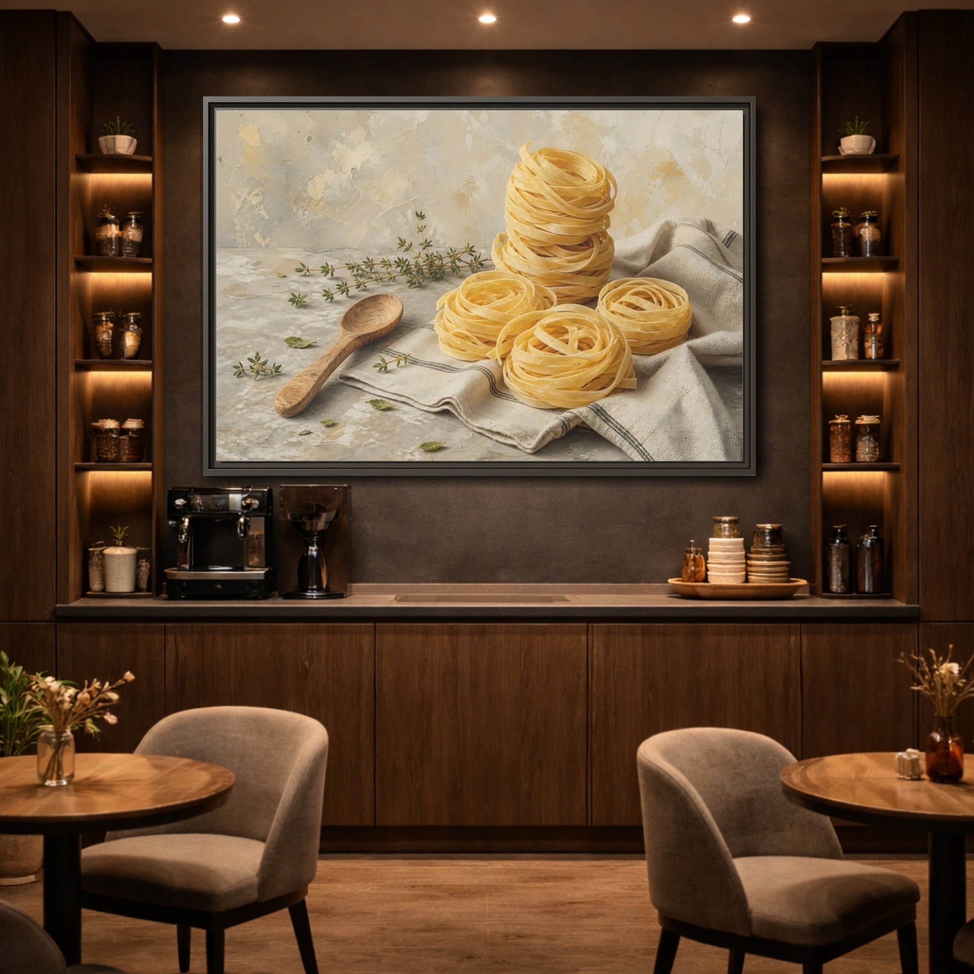 Mockup 2. Vintage Pasta Rustic Pasta shown as stretched canvas wall art