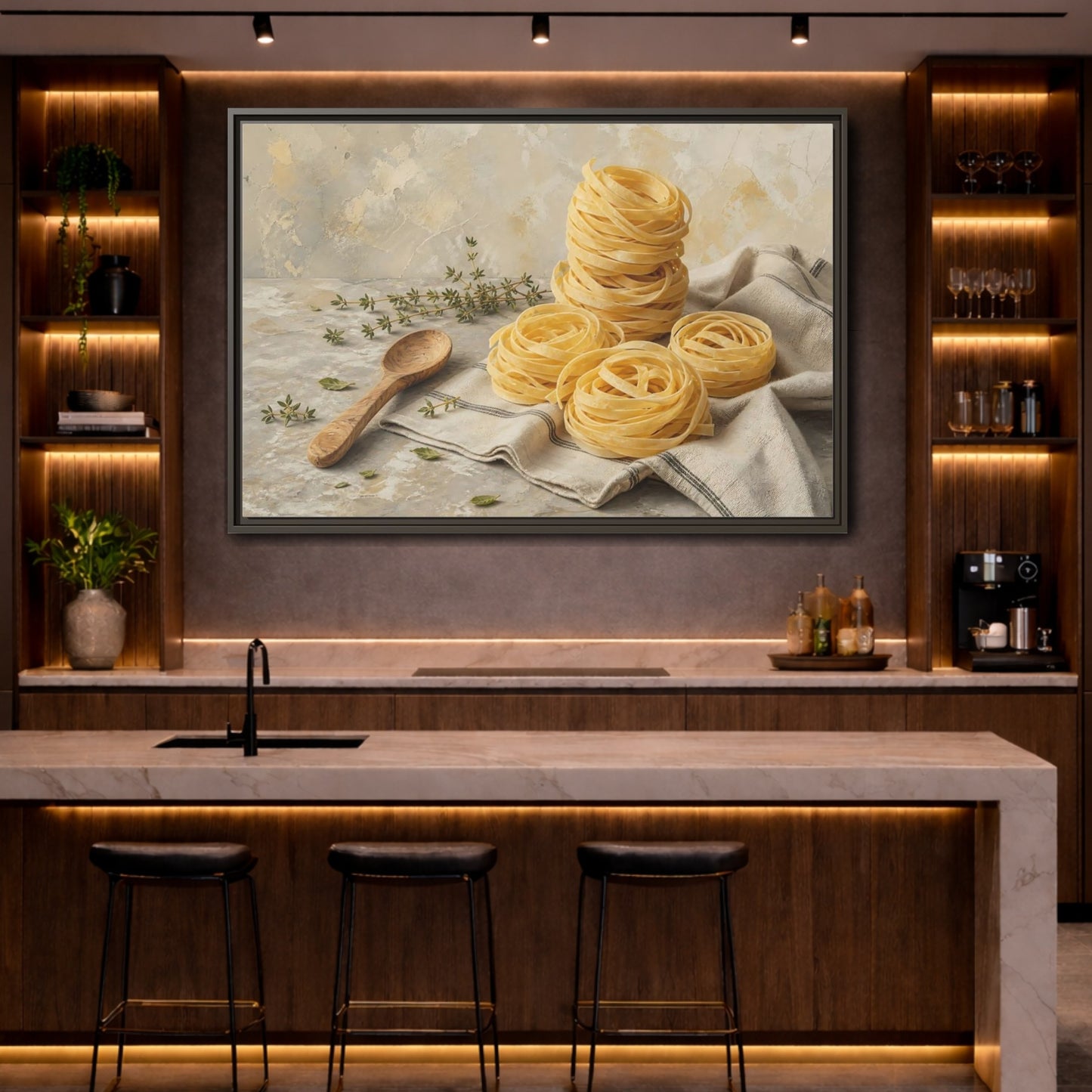 Mockup 4. Vintage Pasta Rustic Pasta shown as stretched canvas wall art