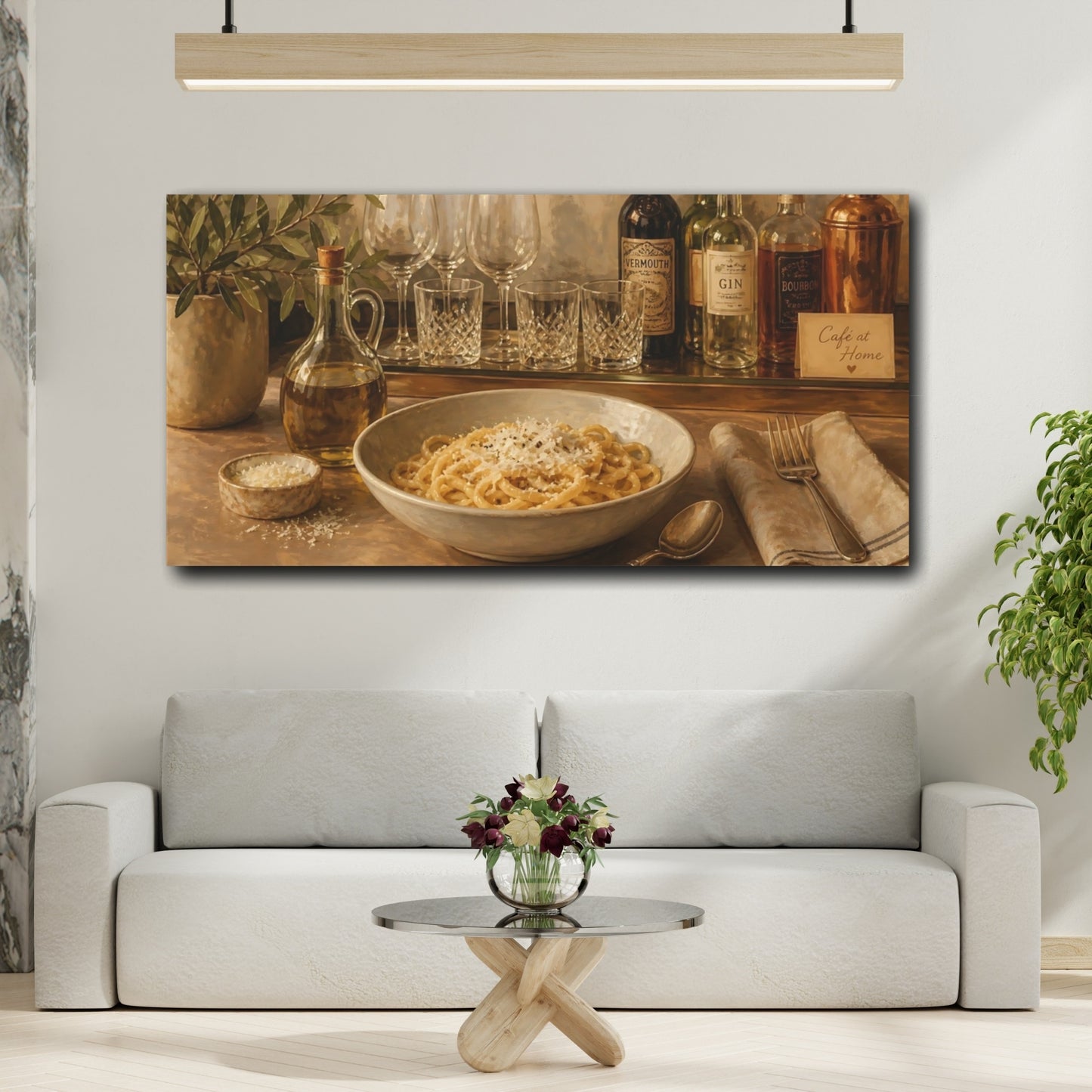 Mockup 2. Vintage Pasta Warm Brown Still Life shown as canvas print