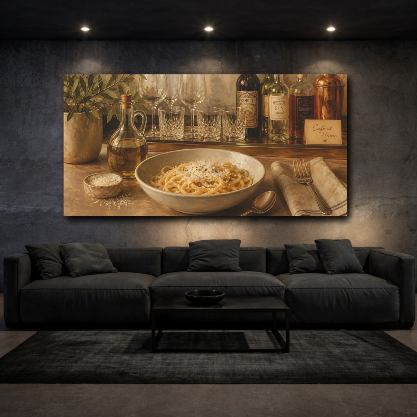 Mockup 3. Vintage Pasta Warm Brown Still Life shown as canvas print