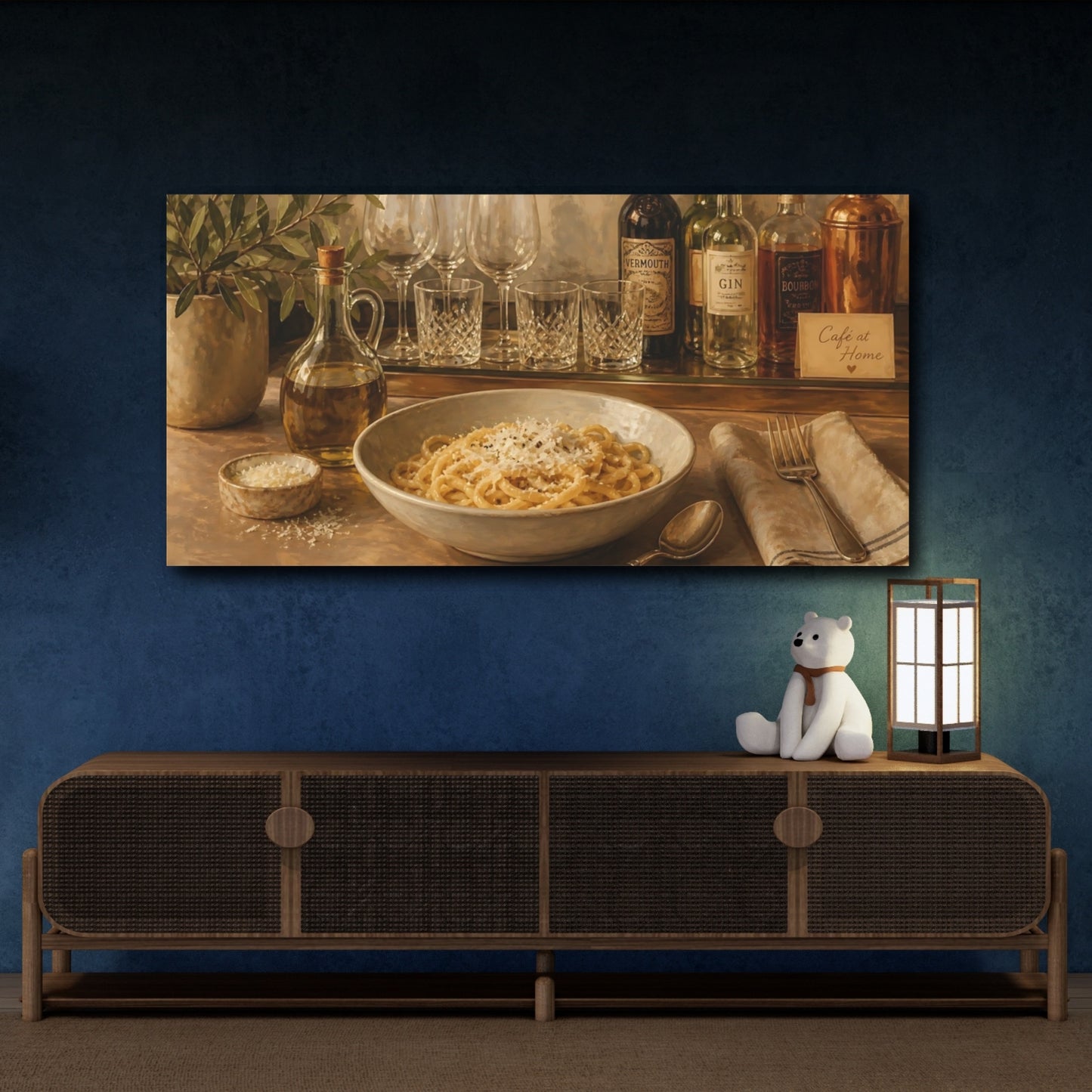 Mockup 4. Vintage Pasta Warm Brown Still Life shown as canvas print