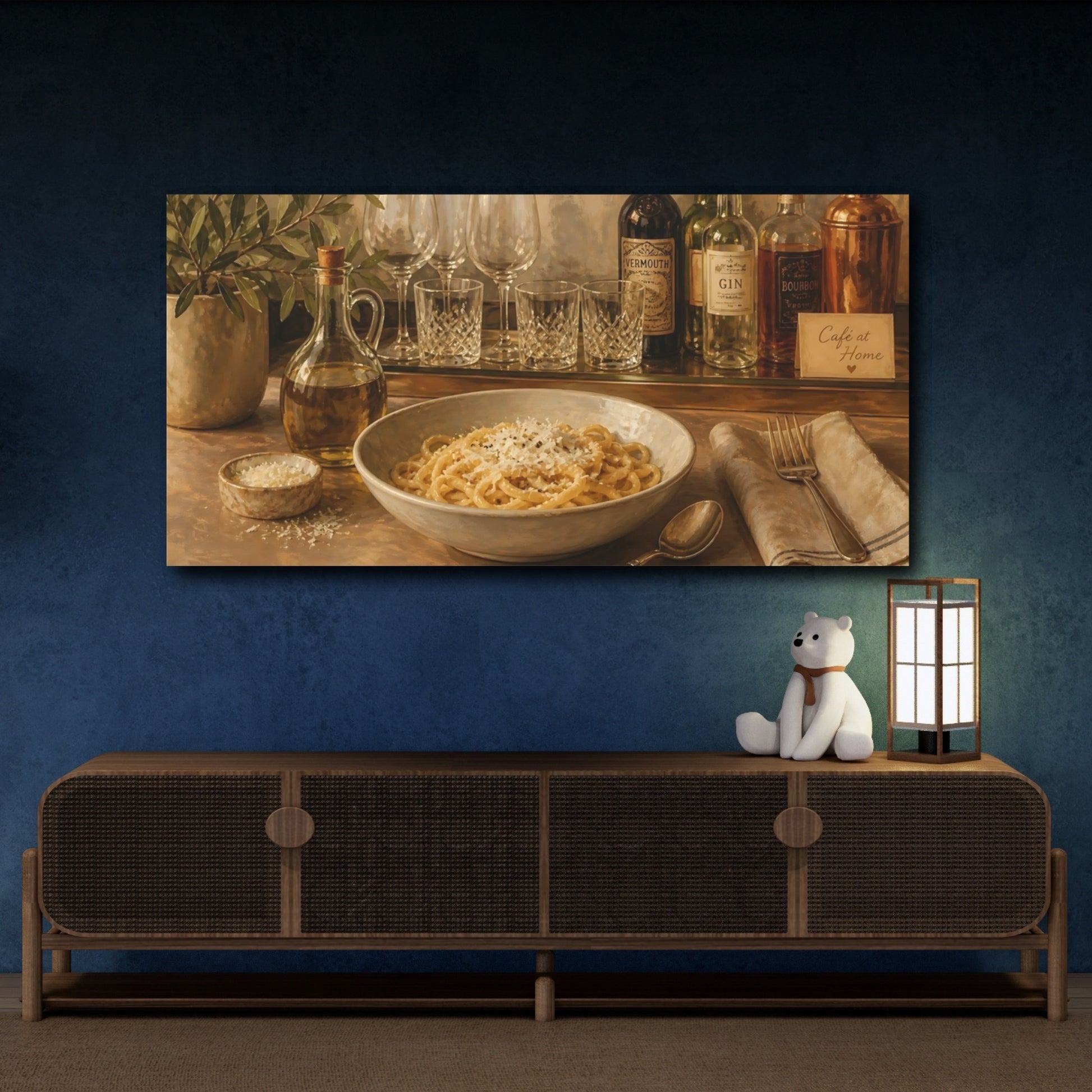 Mockup 4. Vintage Pasta Warm Brown Still Life shown as canvas print