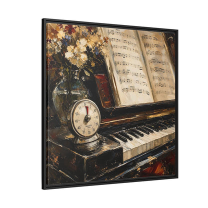 Side Mockup 6. Vintage Piano Classical Piano Still Life shown as framed canvas print