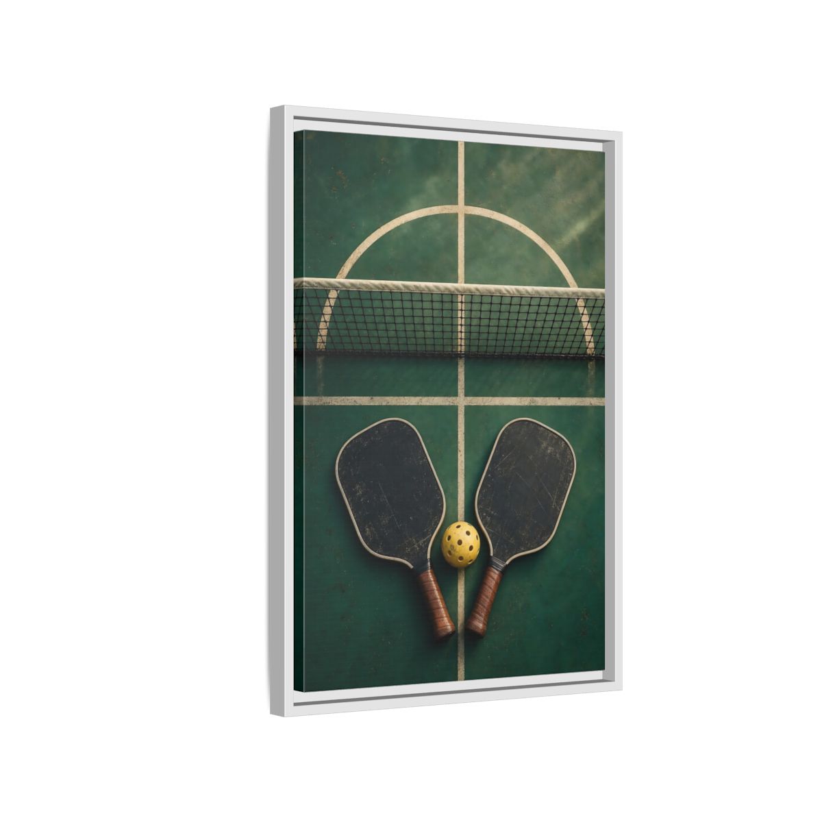 Side Mockup 1. Vintage Pickleball Paddles shown as framed canvas print