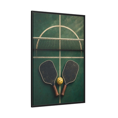 Side Mockup 12. Vintage Pickleball Paddles shown as framed canvas print