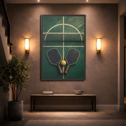 Mockup 2. Vintage Pickleball Paddles shown as framed canvas print