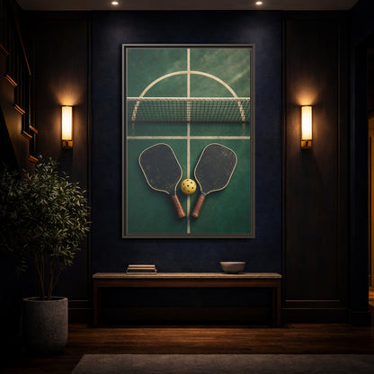 Mockup 4. Vintage Pickleball Paddles shown as framed canvas print