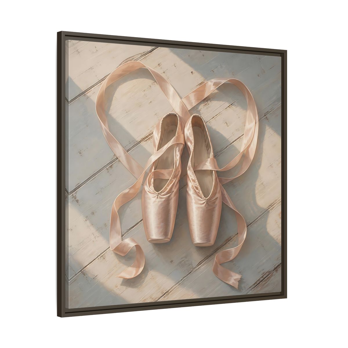 Main Mockup. Vintage Pointe Shoes Pink Ballet Shoes shown as framed canvas print