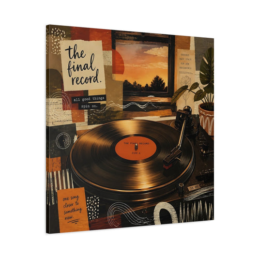 Main Mockup. Vintage Record Player Warm Tones shown as canvas print