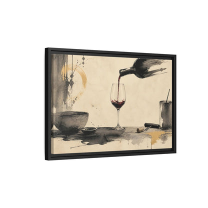 Side Mockup 3. Vintage Red Wine Black And Gold Wine shown as stretched canvas wall art