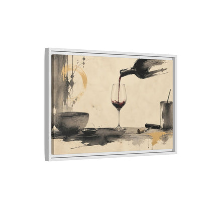 Side Mockup 1. Vintage Red Wine Black And Gold Wine shown as stretched canvas wall art