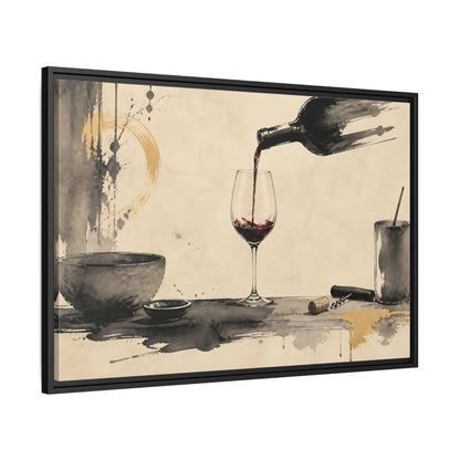 Side Mockup 13. Vintage Red Wine Black And Gold Wine shown as stretched canvas wall art