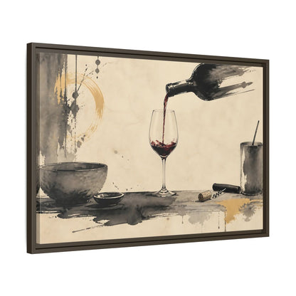 Side Mockup 11. Vintage Red Wine Black And Gold Wine shown as stretched canvas wall art