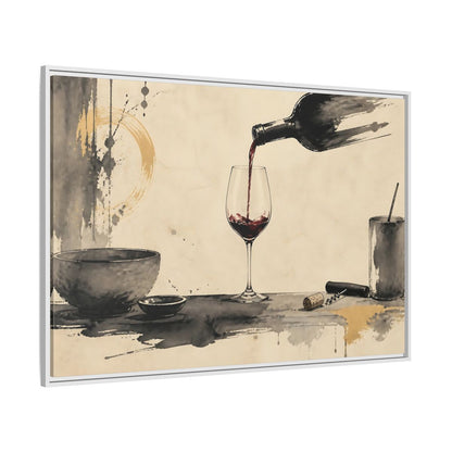 Side Mockup 7. Vintage Red Wine Black And Gold Wine shown as stretched canvas wall art