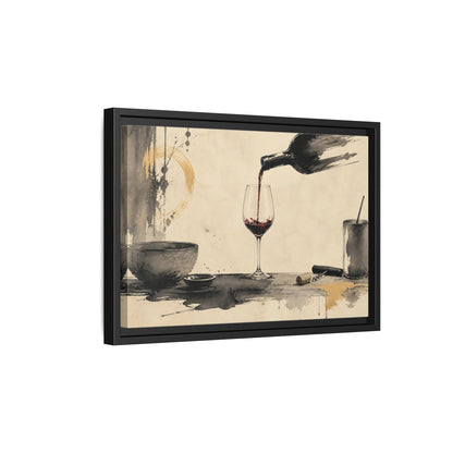 Side Mockup 6. Vintage Red Wine Black And Gold Wine shown as stretched canvas wall art
