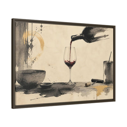 Main Mockup. Vintage Red Wine Black And Gold Wine shown as stretched canvas wall art