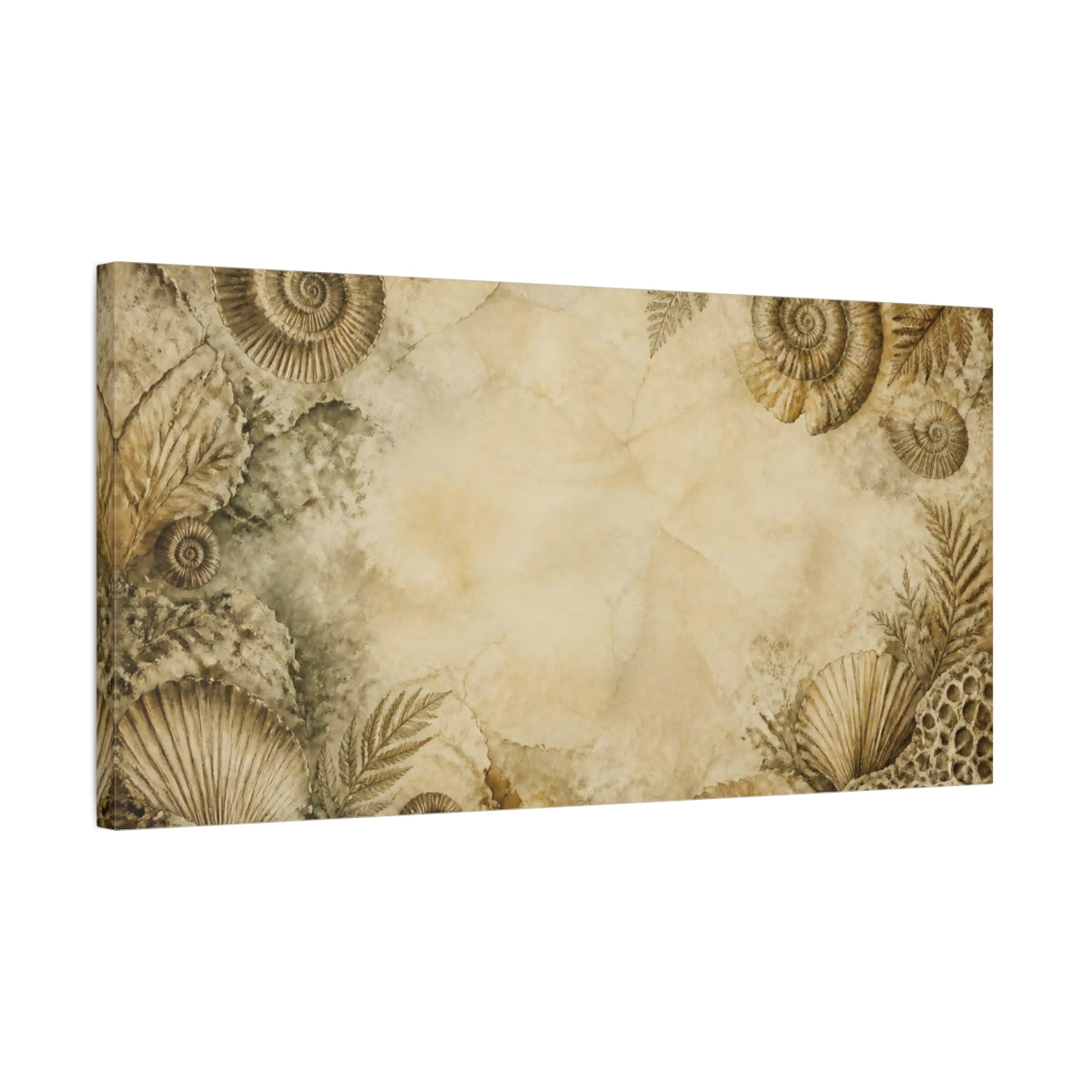 Side Mockup 1. Vintage Seashell Border shown as canvas print