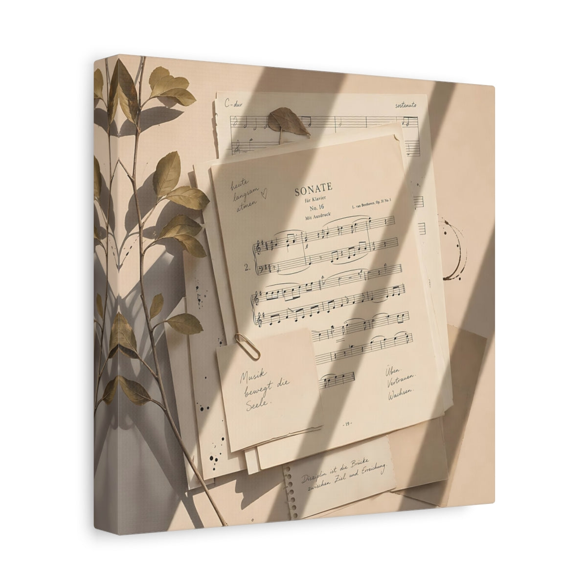 Side Mockup 9. Vintage Sheet Music Vintage Paper shown as canvas print