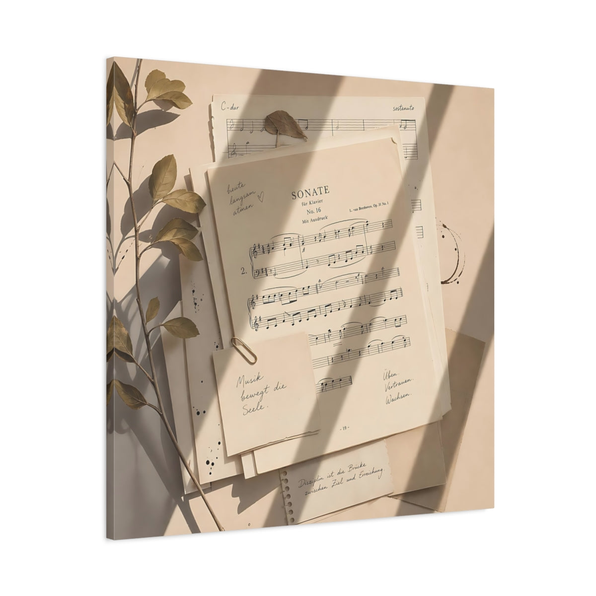 Main Mockup. Vintage Sheet Music Vintage Paper shown as canvas print