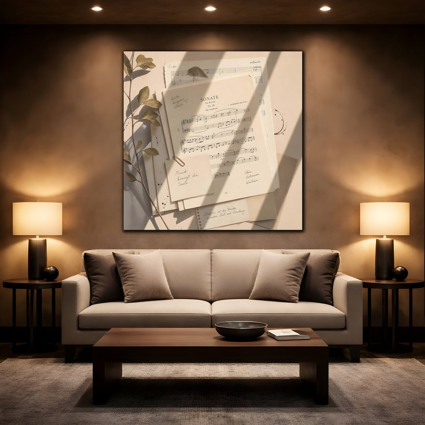 Mockup 2. Vintage Sheet Music Vintage Paper shown as canvas print