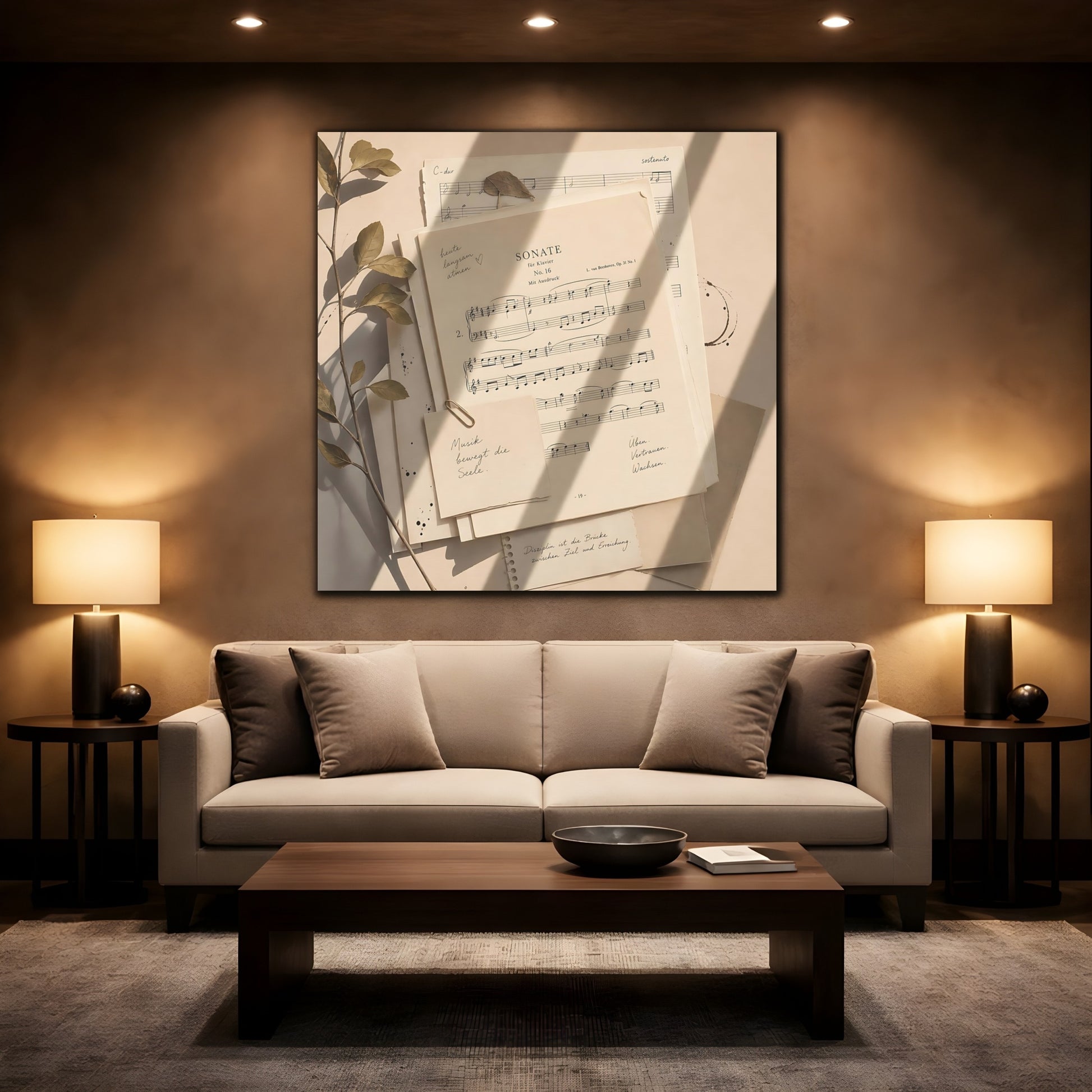 Mockup 2. Vintage Sheet Music Vintage Paper shown as canvas print