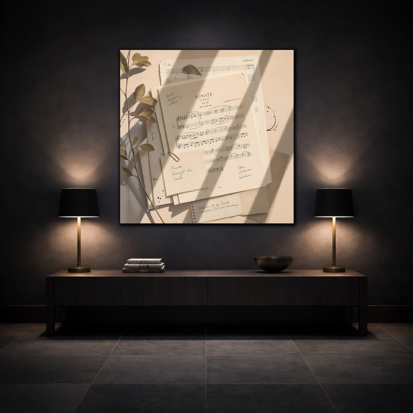 Mockup 3. Vintage Sheet Music Vintage Paper shown as canvas print
