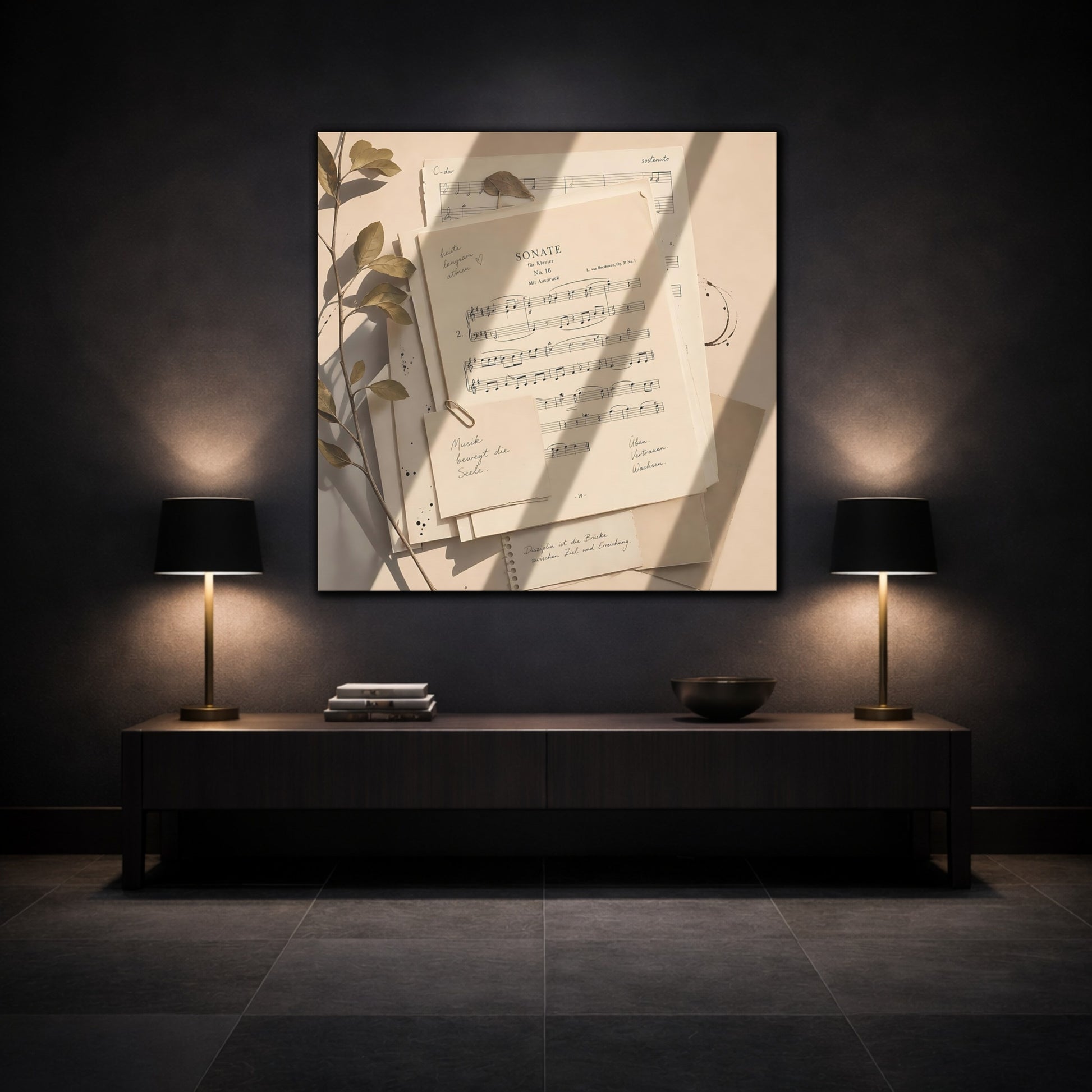 Mockup 3. Vintage Sheet Music Vintage Paper shown as canvas print