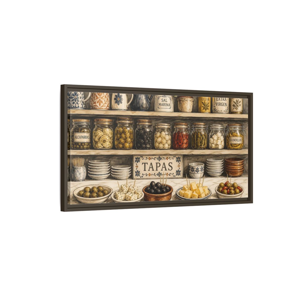 Main Mockup. Vintage Spanish Tapas Vintage Spanish Tapas shown as framed canvas print
