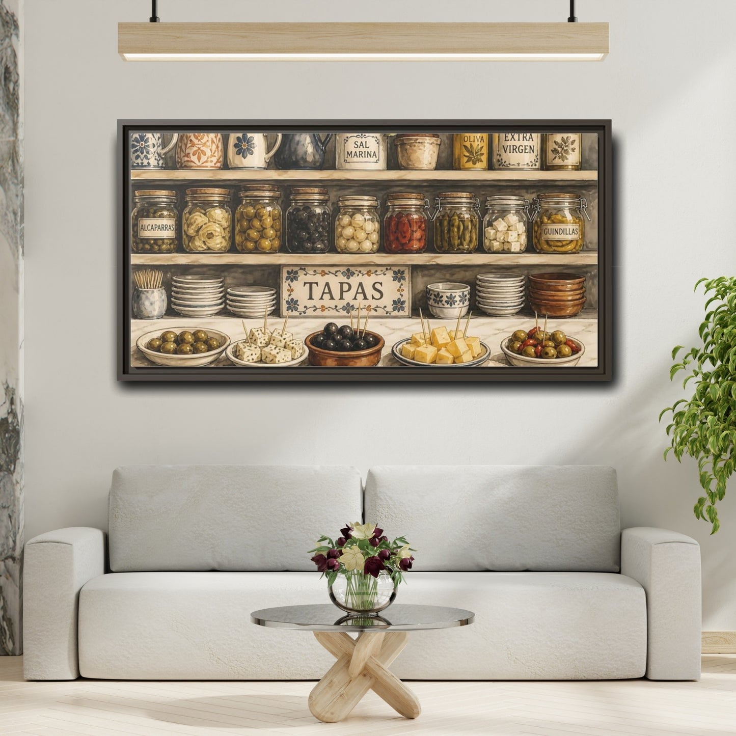Mockup 2. Vintage Spanish Tapas Vintage Spanish Tapas shown as framed canvas print