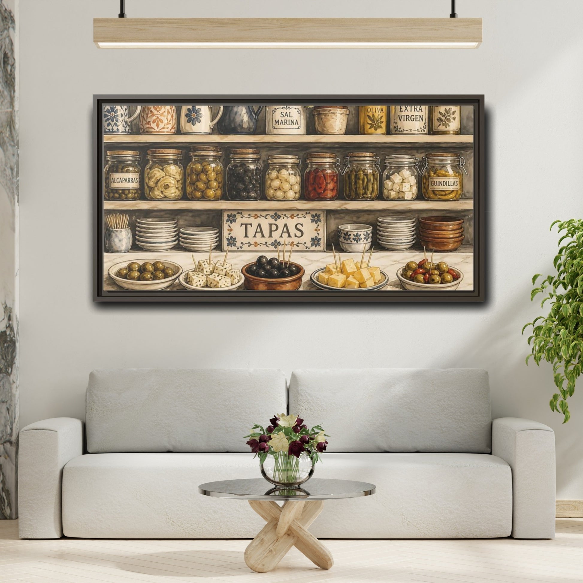 Mockup 2. Vintage Spanish Tapas Vintage Spanish Tapas shown as framed canvas print