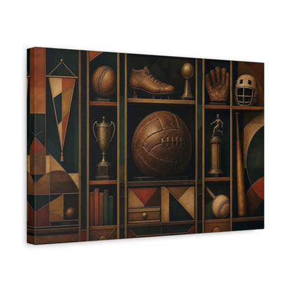 Side Mockup 4. Vintage Sports Trophy Shelf shown as canvas print