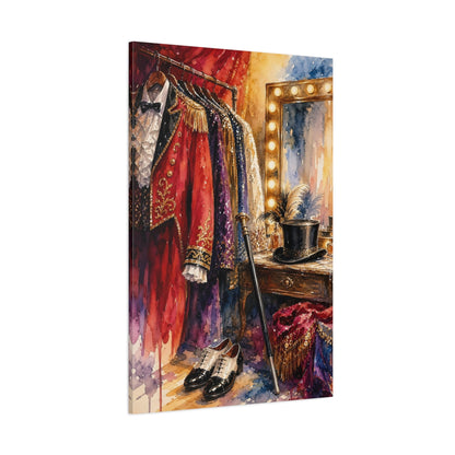Side Mockup 1. Vintage Stage Dressing Room shown as canvas print