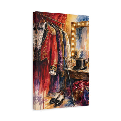 Side Mockup 4. Vintage Stage Dressing Room shown as canvas print