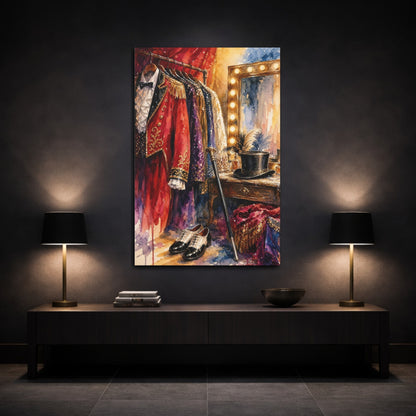 Mockup 3. Vintage Stage Dressing Room shown as canvas print