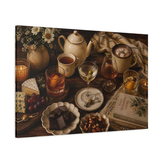 Main Mockup. Vintage Still Life Warm Still Life shown as stretched canvas wall art