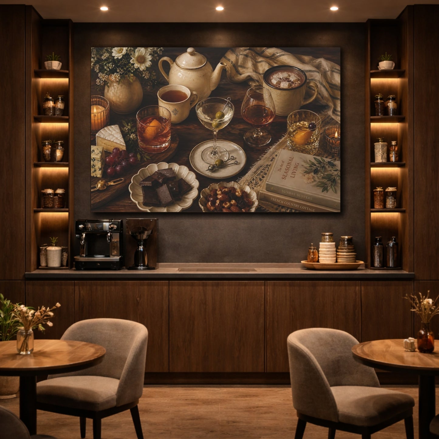 Mockup 4. Vintage Still Life Warm Still Life shown as stretched canvas wall art