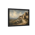 Side Mockup 6. Vintage Stone Fortress Brown And Gray shown as stretched canvas wall art