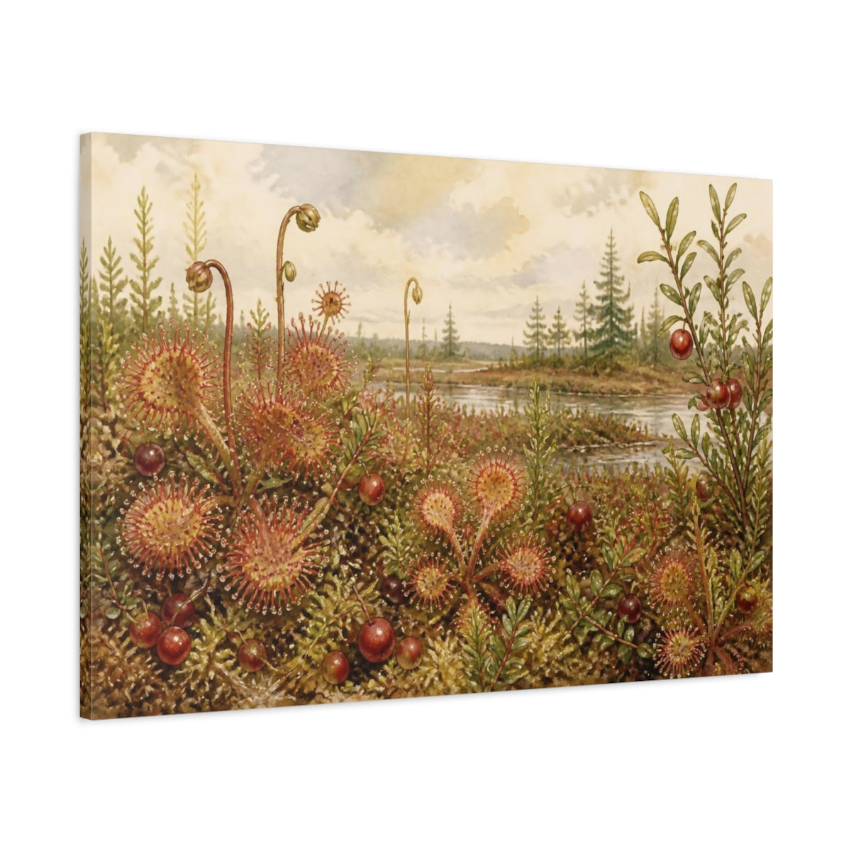 Main Mockup. Vintage Sundew Bog shown as canvas print