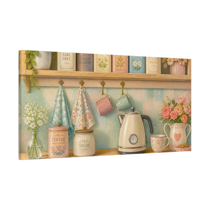 Main Mockup. Vintage Tea Shelf shown as canvas print
