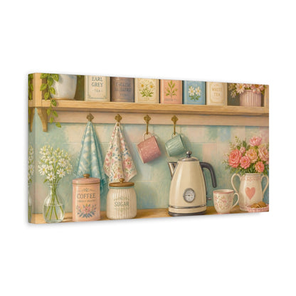 Side Mockup 3. Vintage Tea Shelf shown as canvas print
