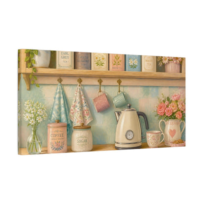Side Mockup 1. Vintage Tea Shelf shown as canvas print