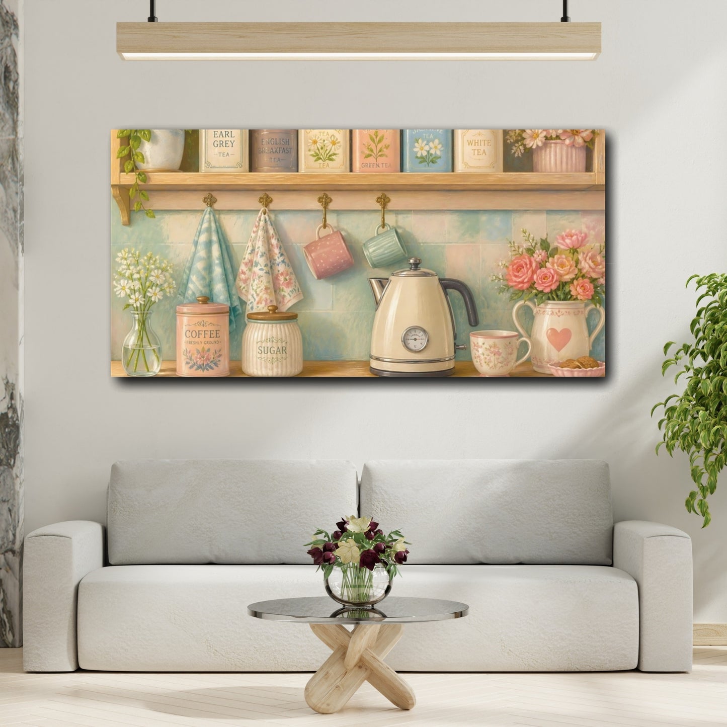 Mockup 2. Vintage Tea Shelf shown as canvas print