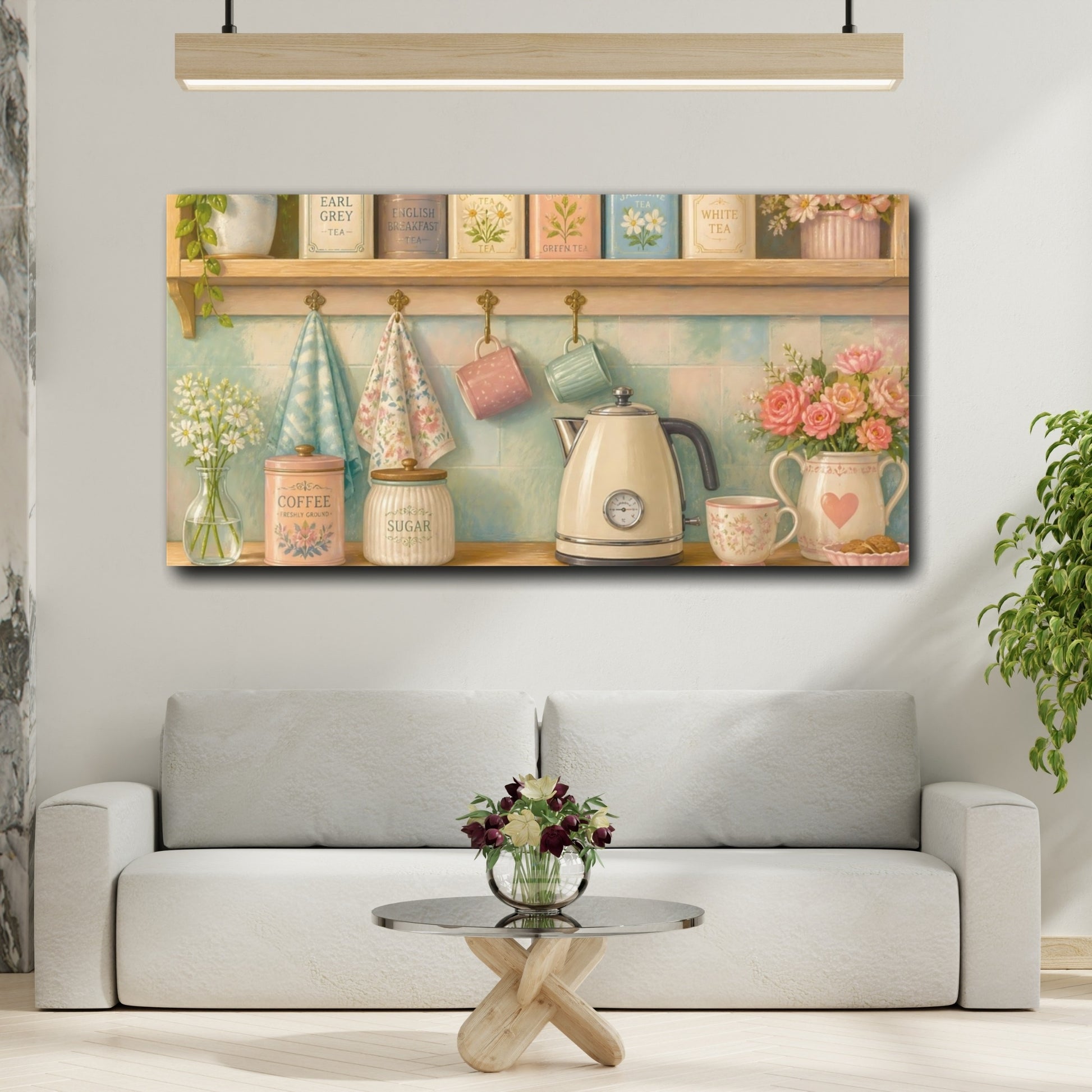 Mockup 2. Vintage Tea Shelf shown as canvas print