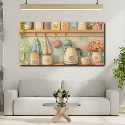 Mockup 2. Vintage Tea Shelf shown as canvas print