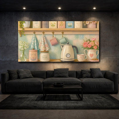 Mockup 3. Vintage Tea Shelf shown as canvas print