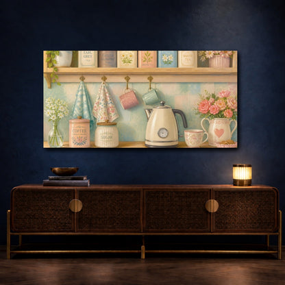 Mockup 4. Vintage Tea Shelf shown as canvas print