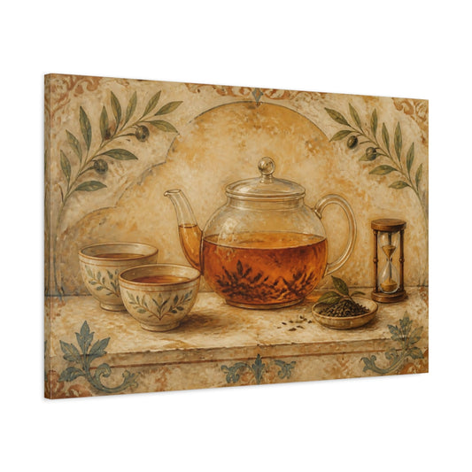 Main Mockup. Vintage Tea Time shown as canvas print