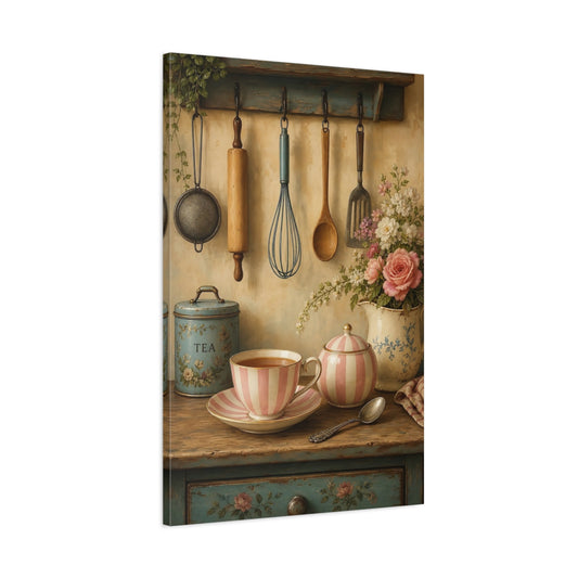 Main Mockup. Vintage Tea Time shown as canvas print