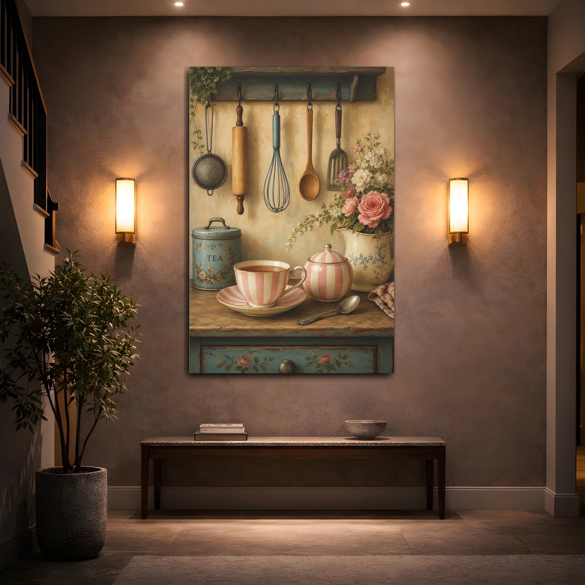 Mockup 2. Vintage Tea Time shown as canvas print