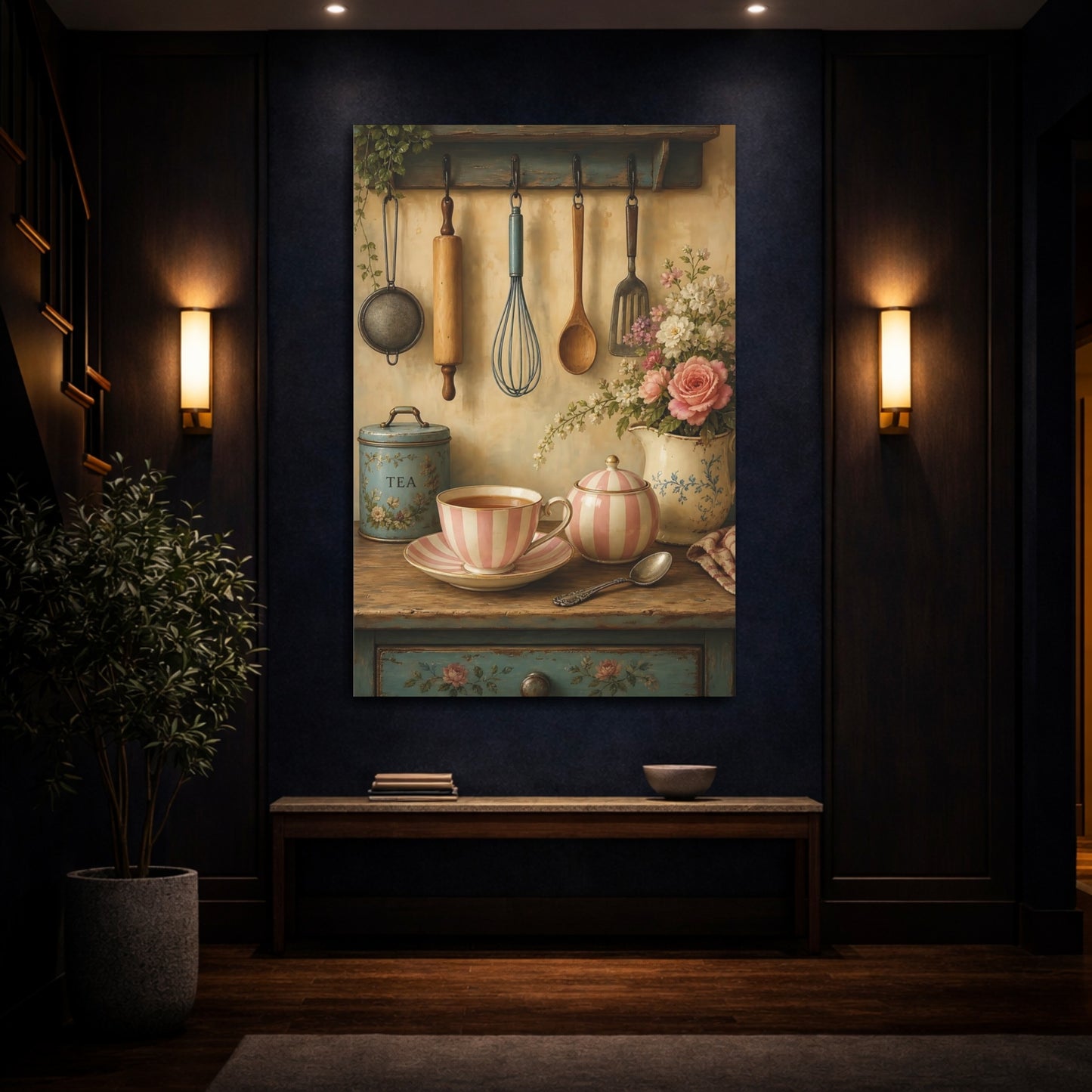 Mockup 4. Vintage Tea Time shown as canvas print